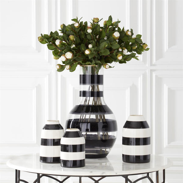 Black & White Striped Ceramic Vases