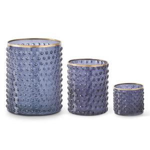 Blue Dot Embossed Glass Vases