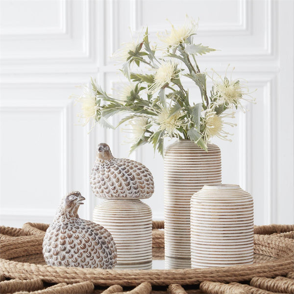 Wood Carved Stripe Vases