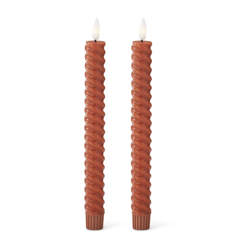 Rust Spiral LED Taper Candles