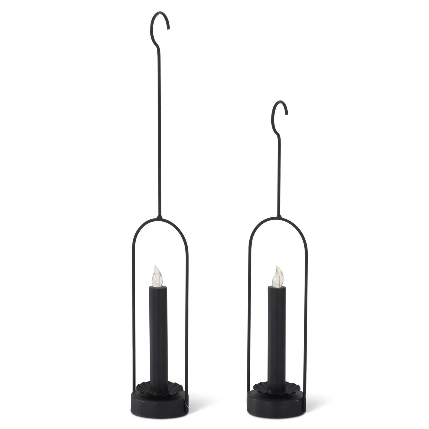 Hanging Black LED Taper Candleholders