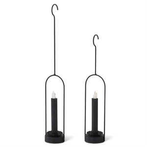 Hanging Black LED Taper Candleholders