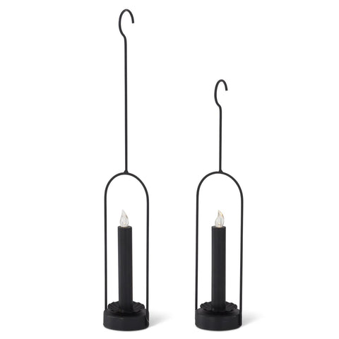 Hanging Black LED Taper Candleholders