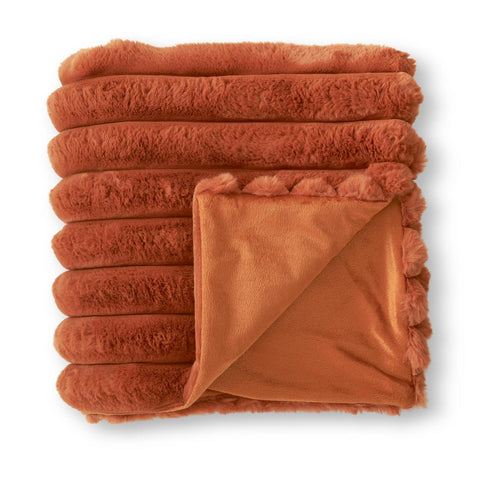 Dark Orange Faux Fur Throw Blanket