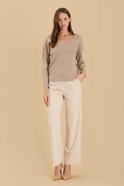 Relaxed Fit V-neck Sweater Mocha
