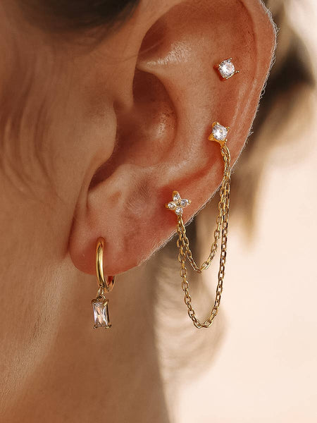 Roussa CZ Gold Earrings Set