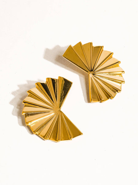 Soline 18K Gold Folded Fan Earrings