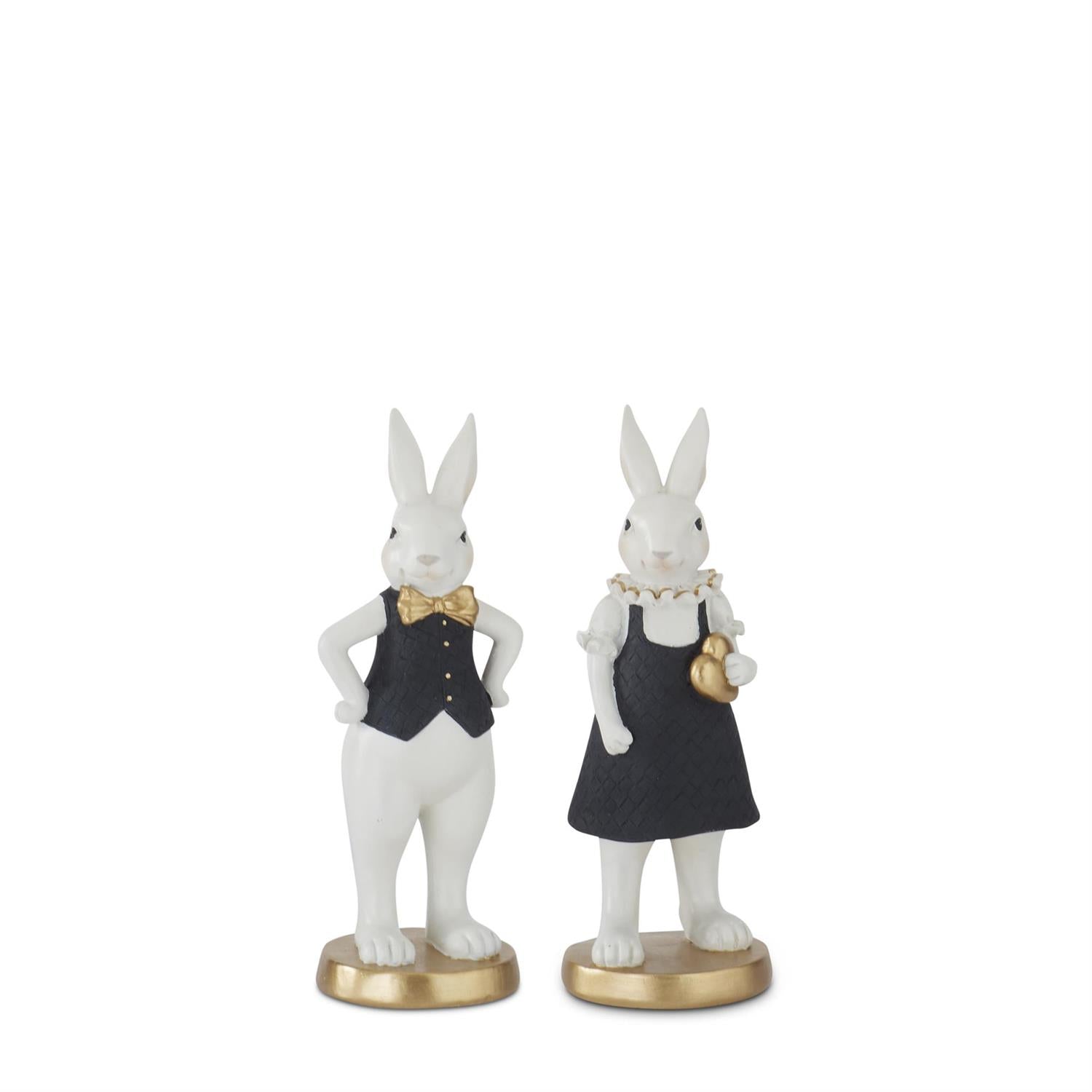 Black & Gold Resin Easter Bunny 8"