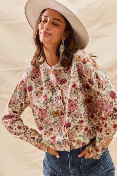 Floral Print Cardigan Sweater