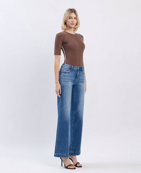 Flying Monkey High Rise Trouser Hem Jeans F5990