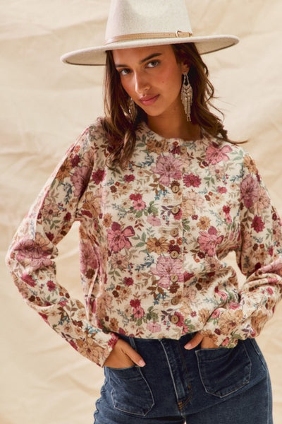 Floral Print Cardigan Sweater