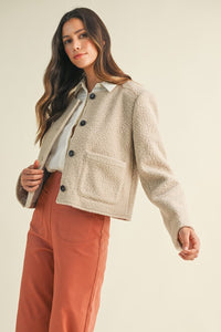 Fuzzy Button Down Jacket – Oyster