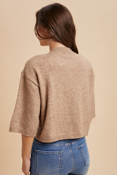 Half Sleeve Knit Cardigan Mocha