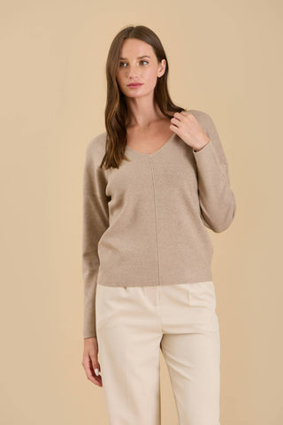 Relaxed Fit V-neck Sweater Mocha
