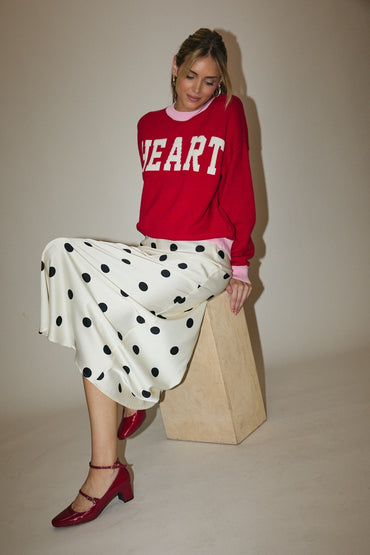 Heart Long Sleeve Sweater Red