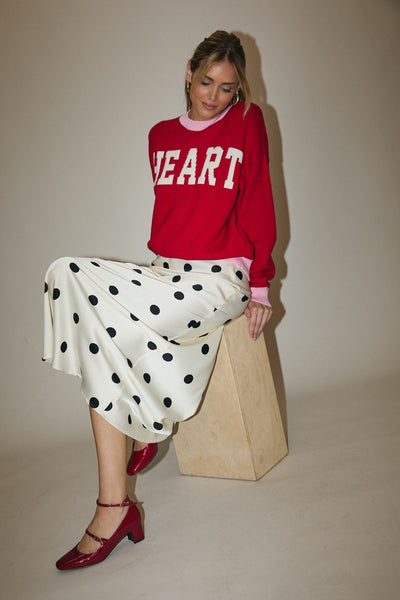 Heart Long Sleeve Sweater Red