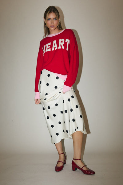 Heart Long Sleeve Sweater Red