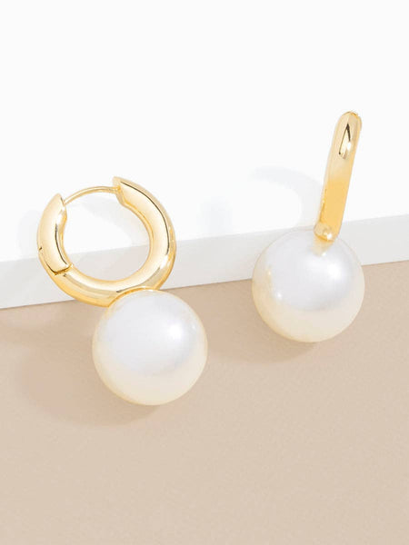 Pearl Drop Huggie Earring