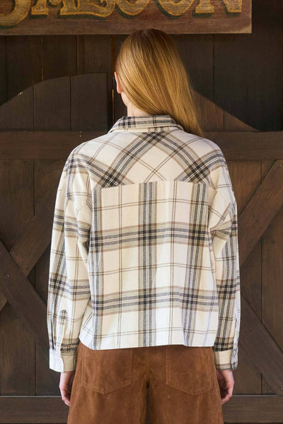 Plaid Boxy Button Down Khaki