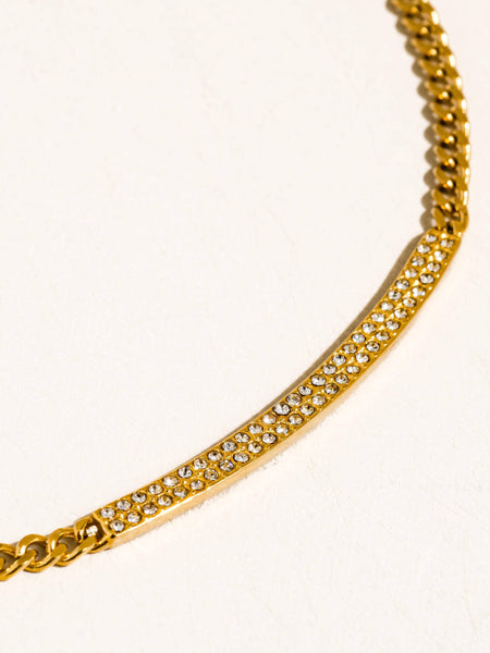 Pellerine 18K Gold CZ Bar Necklace