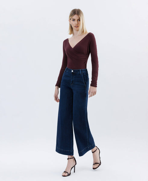 High Rise Ankle Wide Leg Jeans F5923