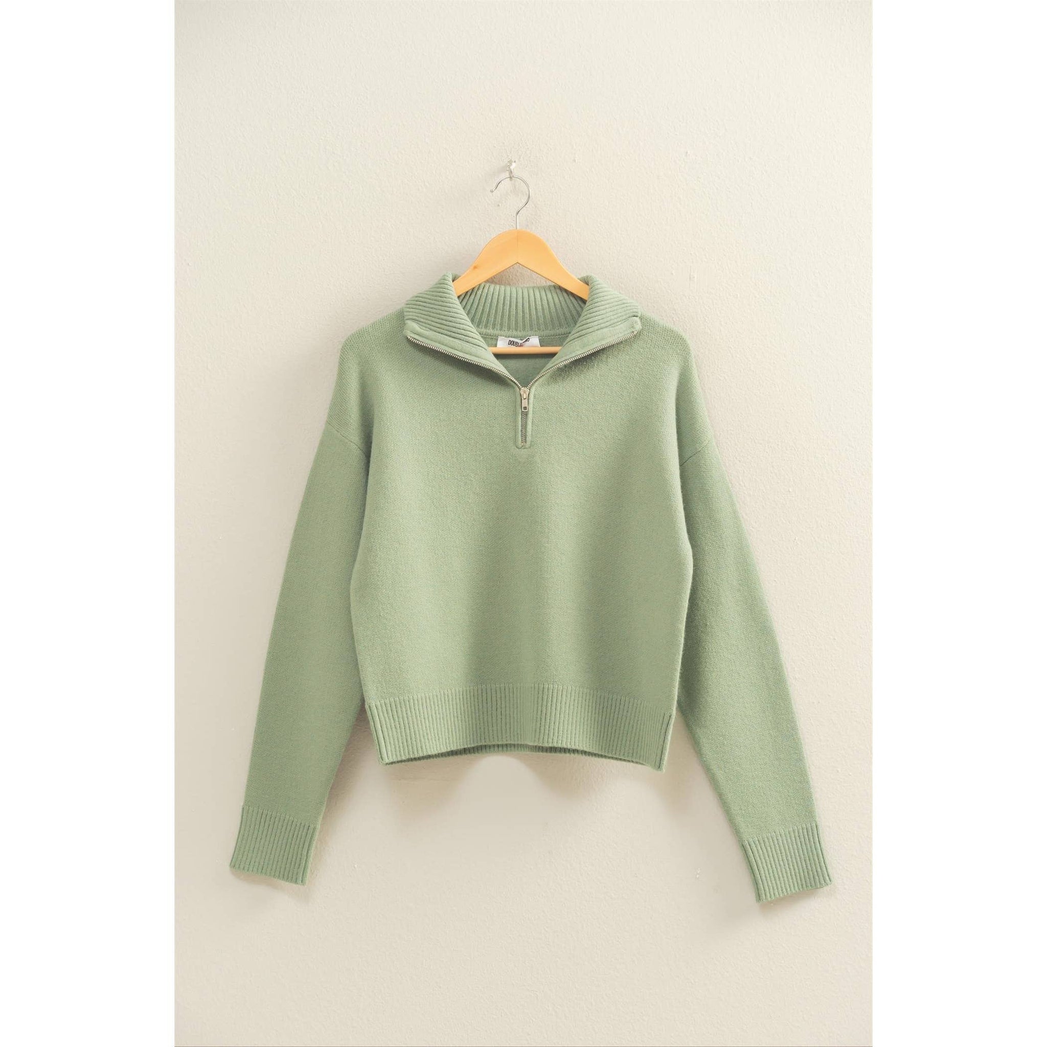 Half Zip Classic Sweater Sage Green