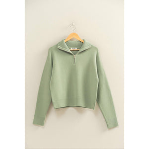 Half Zip Classic Sweater Sage Green
