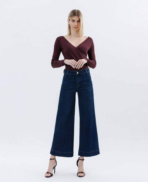 High Rise Ankle Wide Leg Jeans F5923