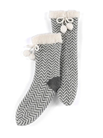 Yancy Knit Slipper Socks, Grey