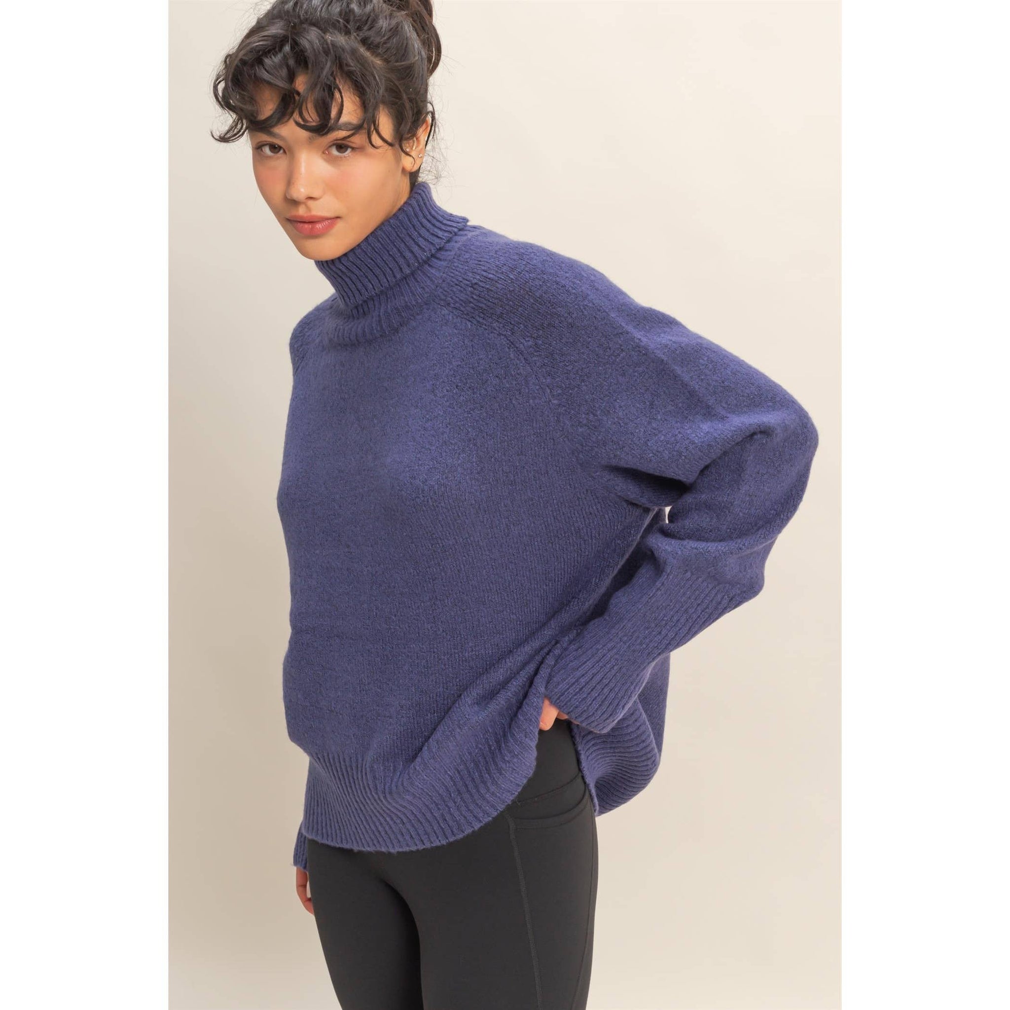 Oversized Turtleneck Sweater Indigo