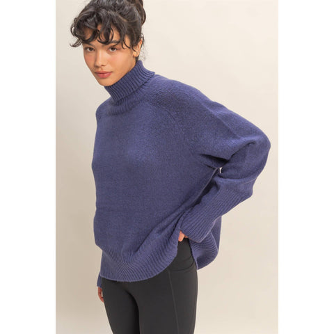 Oversized Turtleneck Sweater Indigo