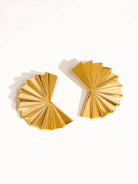 Soline 18K Gold Folded Fan Earrings