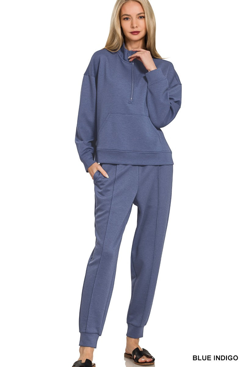 Scuba Half Zip & Jogger Set Blue Indigo