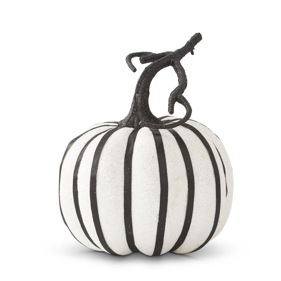 Black & White Striped Pumpkin 6.5"
