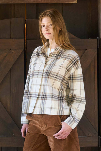 Plaid Boxy Button Down Khaki