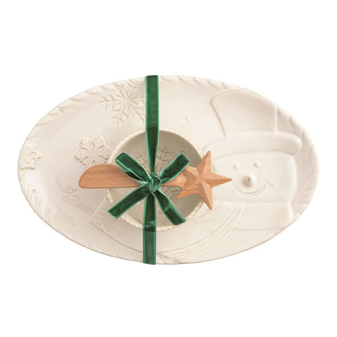 Snowman Tray & Dip Bowl