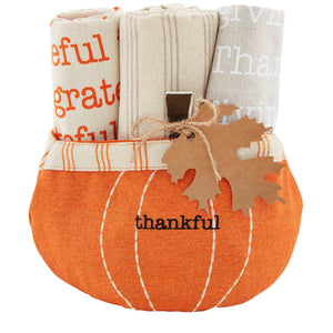 Thankful Pumpkin Towel Bucket Set