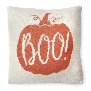 Orange Knit BOO Pillow