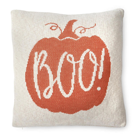 Orange Knit BOO Pillow