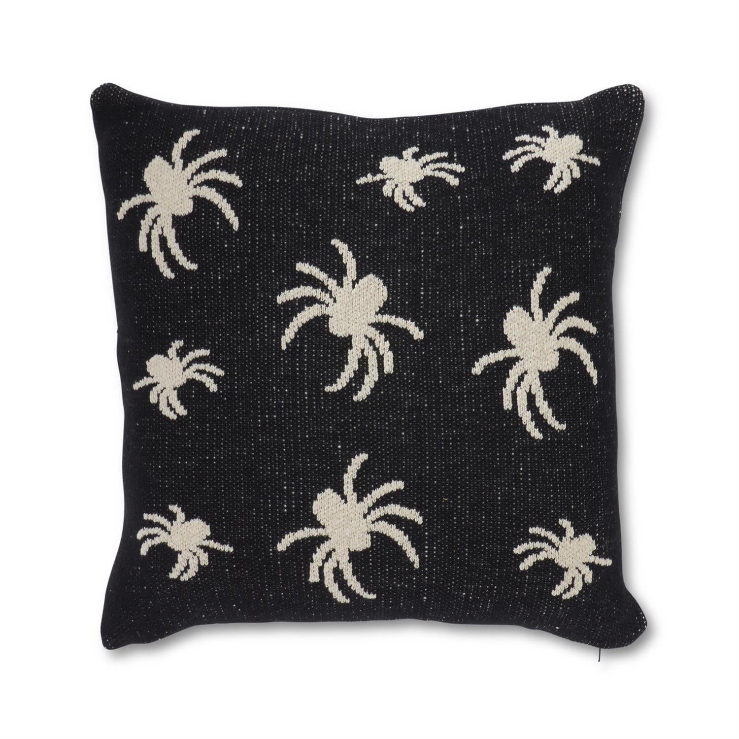 Black & Cream Knit Spider Pillow