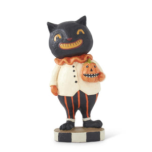 Black Cat Jack O Lantern Figurine