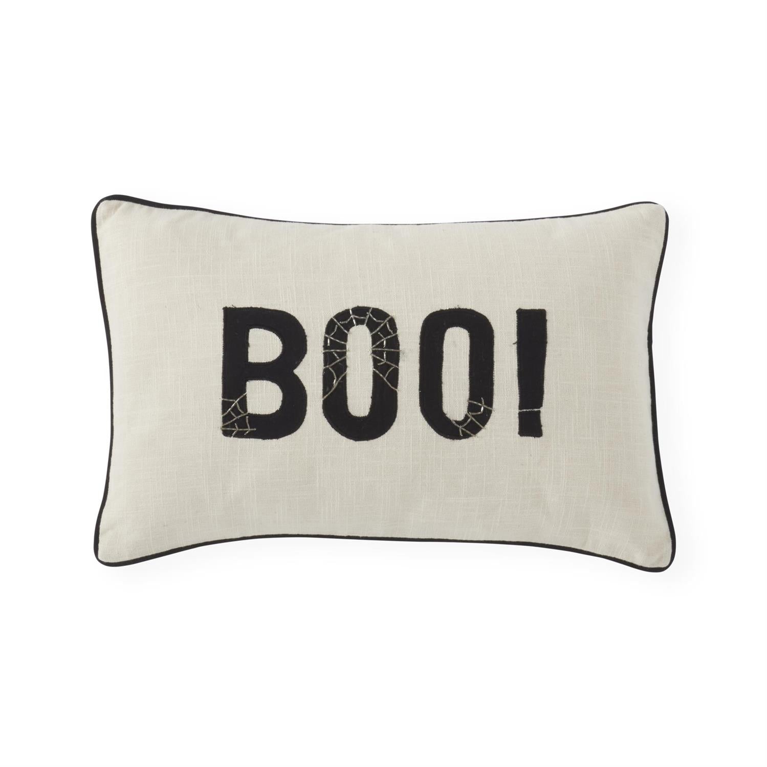 BOO Embroidered Lumbar Pillow