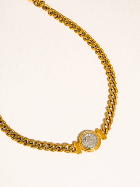 Parisse 18K Gold Non-Tarnish Coin Pendant Necklace
