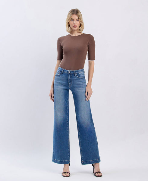 Flying Monkey High Rise Trouser Hem Jeans F5990