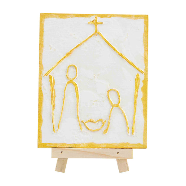 Gold Christmas Nativity Easel Plaques
