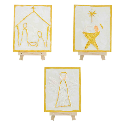 Gold Christmas Nativity Easel Plaques