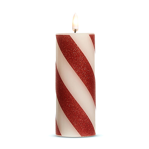 Red Stripe Flameless Candle