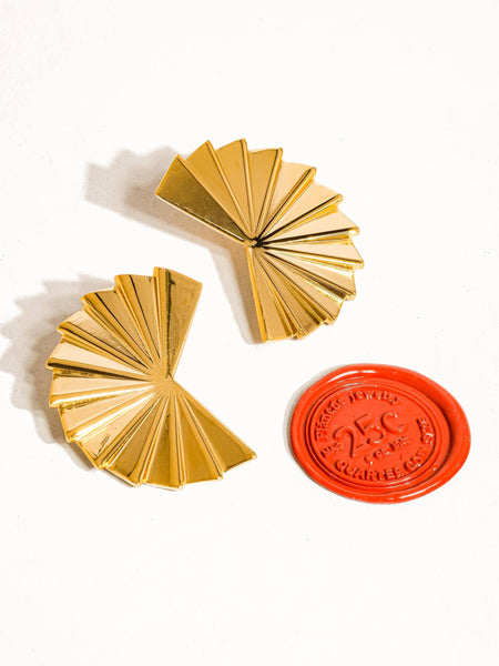 Soline 18K Gold Folded Fan Earrings