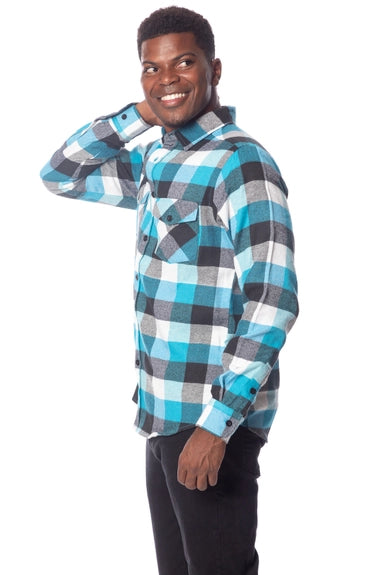 Men's Buffalo Plaid Flannel Shirt Turquoise