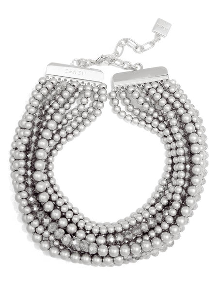 Metallic And Crystal Beaded Collar Necklace